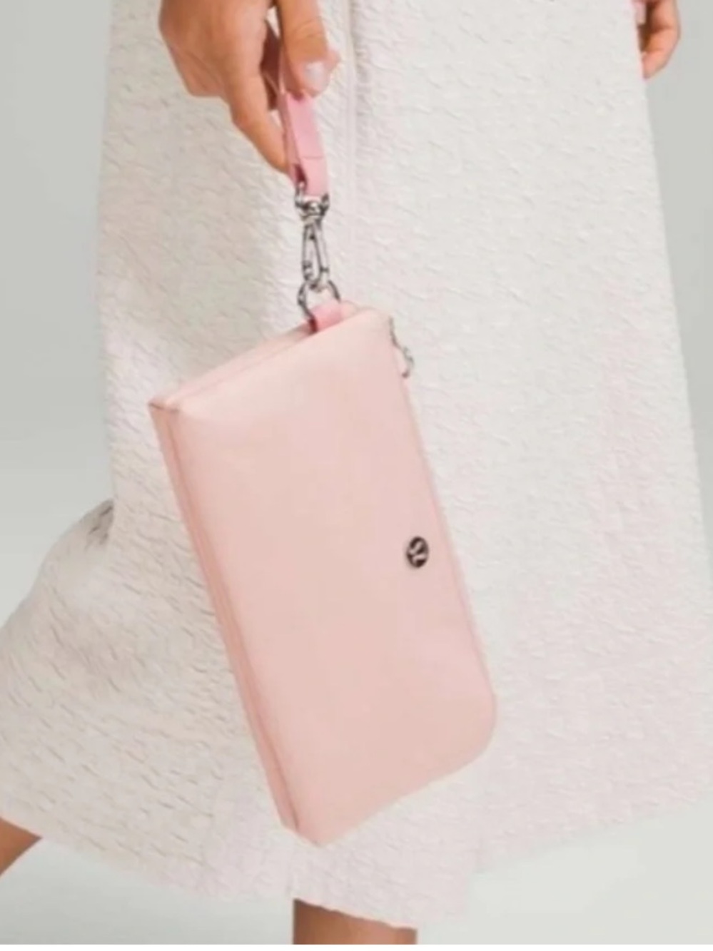Lululemon Curved Wristlet Light Pink Silver hardware